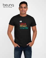 Work Coffee Repeat | Cotton Graphic Print T-Shirt